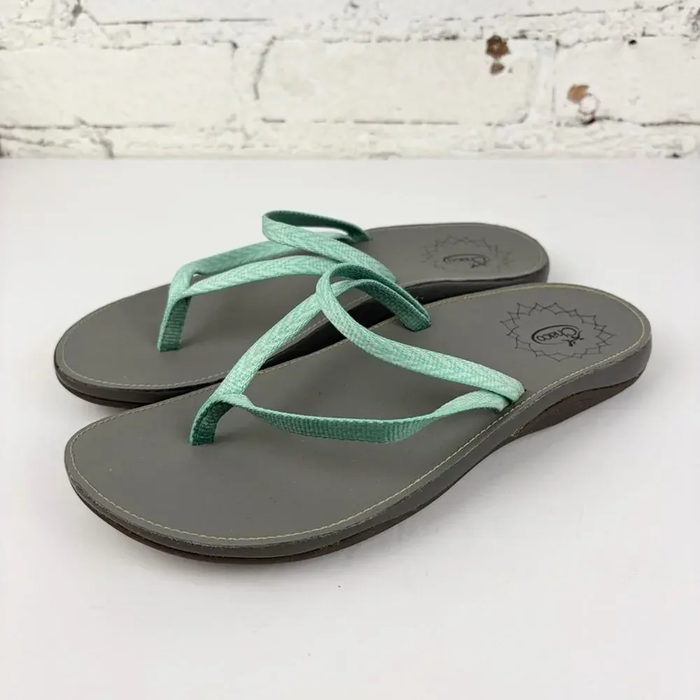 Chacos Abbey Light Blue Mint Braided Slip On Flip Flop Thong Sandals 6
